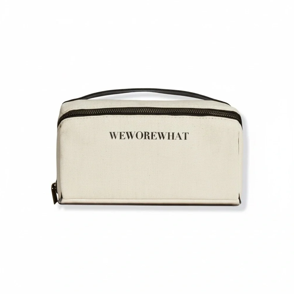 NWT WeWoreWhat Gift Set Cream Cosmetic Bag + 001 Travel Size